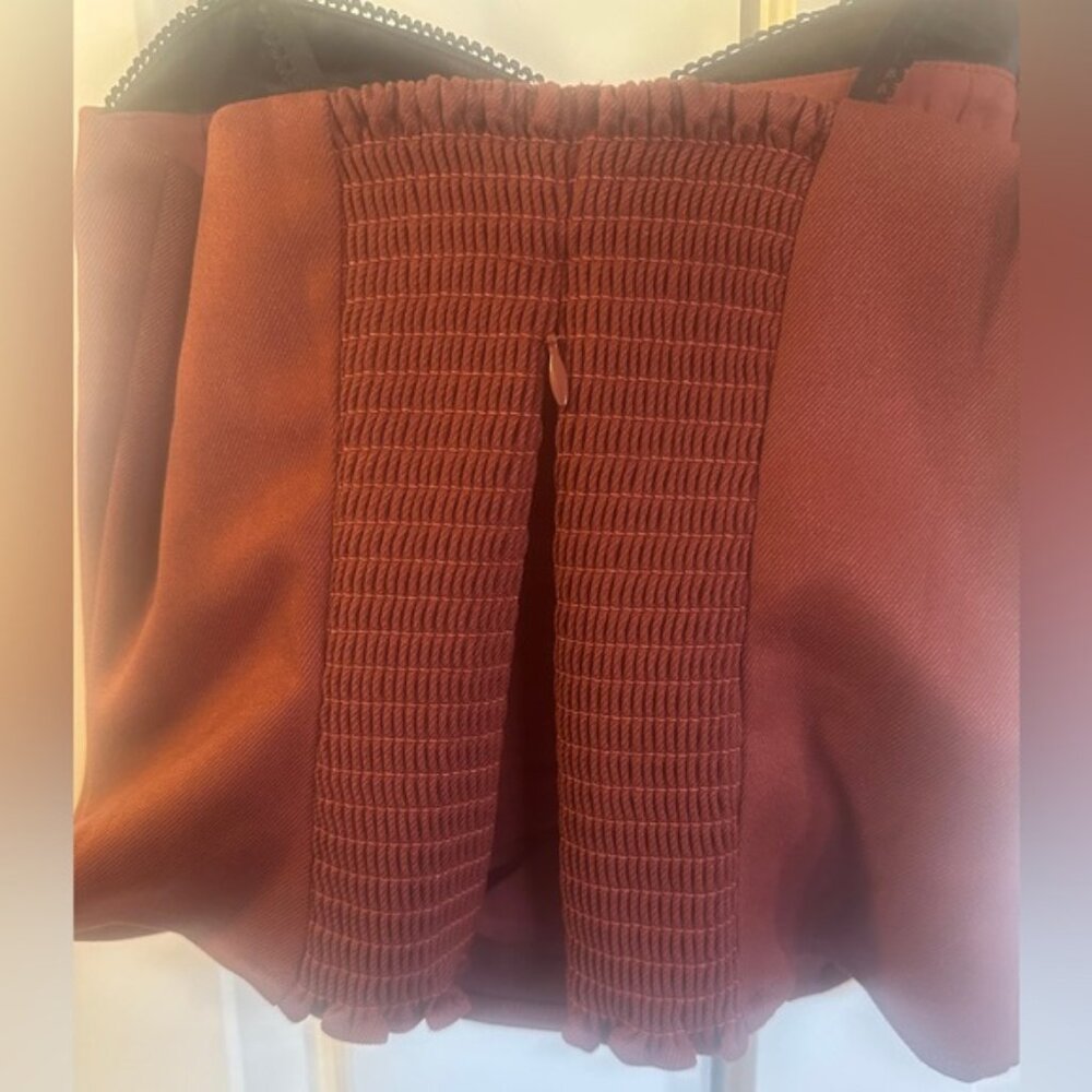 NEW Reformation Melanie Strappy Top Woven Silk Contrast Dark Red | size 2 - Picture 11 of 11